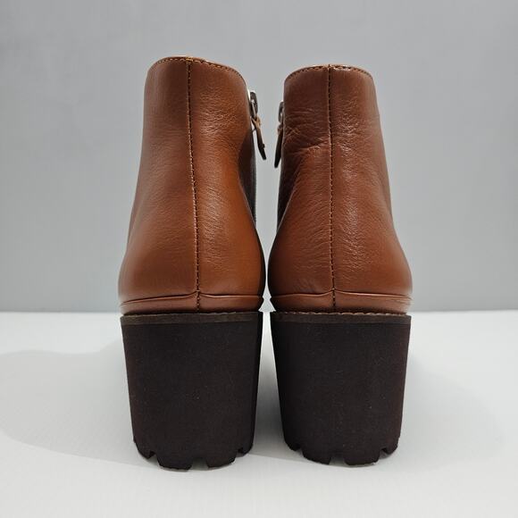 NEW Gentle Souls Mona Ankle Bootie Womens 9.5 Cognac Brown Leather Wedge Comfort - Picture 8 of 14